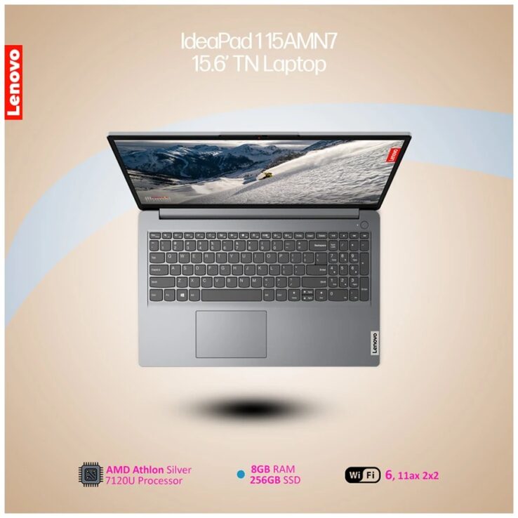 Lenovo IdeaPad 1 15AMN7 AMD Athlon Silver 7120U || 8GB RAM || 256GB SSD || 15.6 Inch FHD Display Cloud Grey Laptop